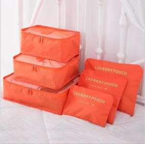 6 PCS Travel Storage Bag Set for Clothes Tidy Organizer (Color: Orange)