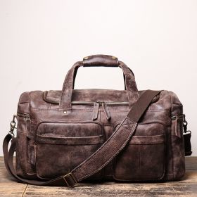 Fitness Portable Travel Bag Frosted Cowhide One-shoulder Messenger Bag Leather Duffel (Color: Brown)